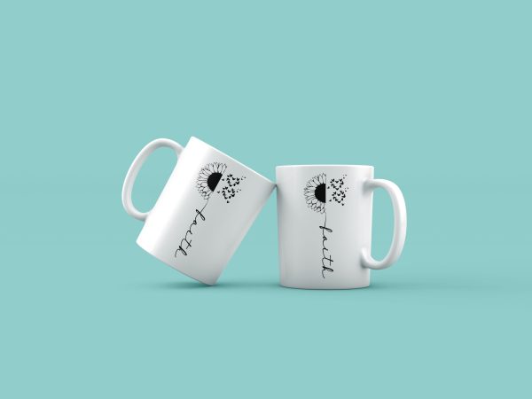 Cană cu mesaj crestin – Faith floare