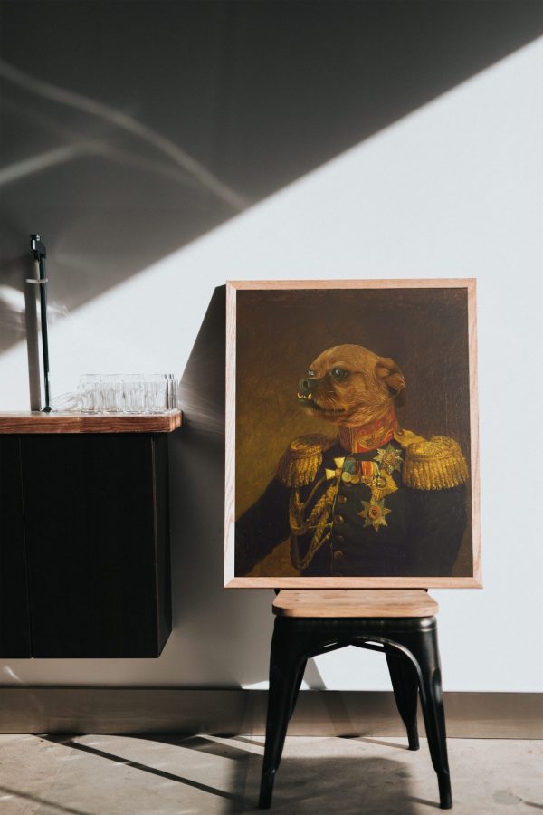 Tablou personalizat cu animalul tău de companie - uniformă militară clasică