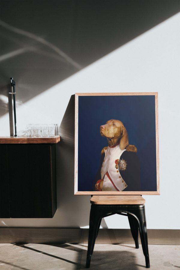 Tablou personalizat cu animalul tău de companie - Uniformă militară albă cu decorații