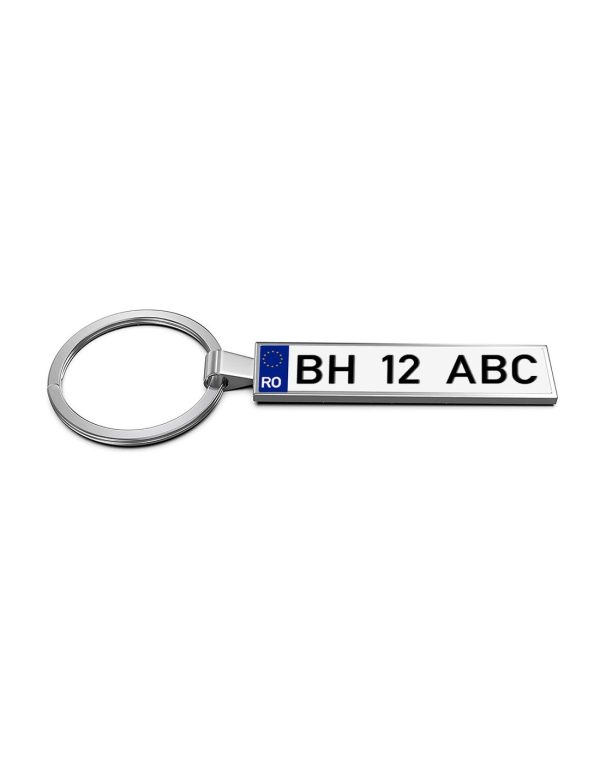 Breloc metalic auto argintiu personalizat